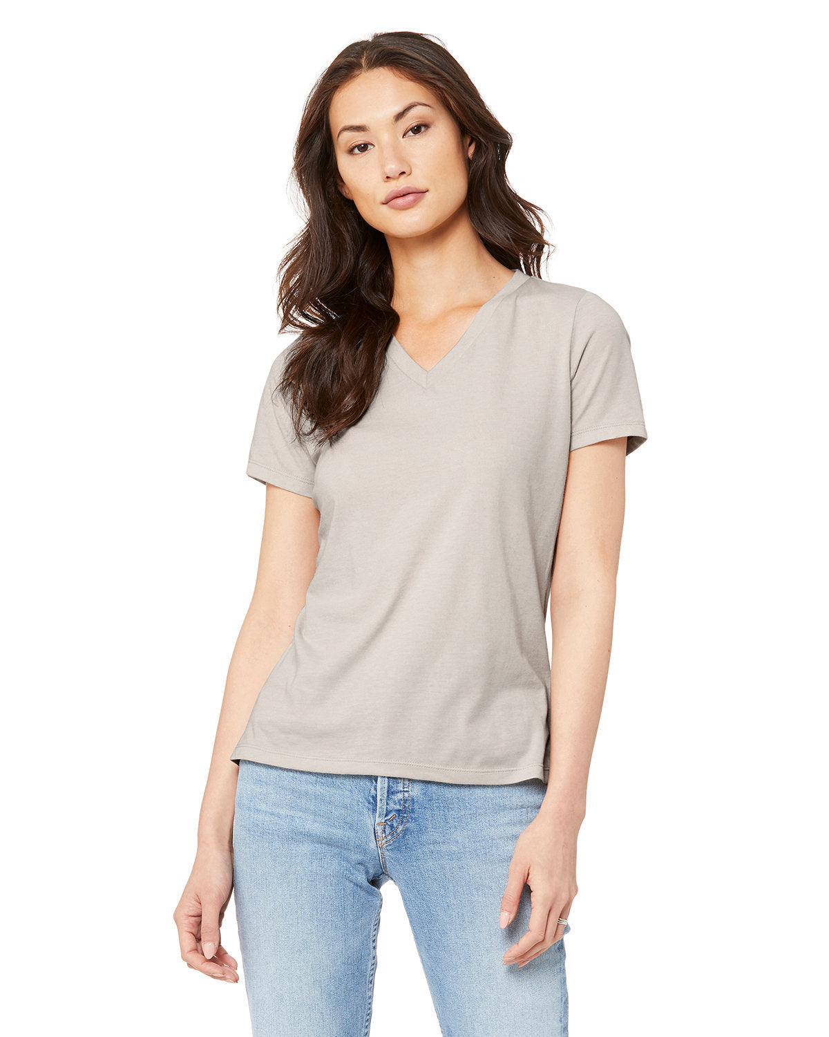 BELLA + CANVAS Women's Relaxed Heather CVC V-Neck Tee BC6405CVC Womens Apparel Shirts & Tops