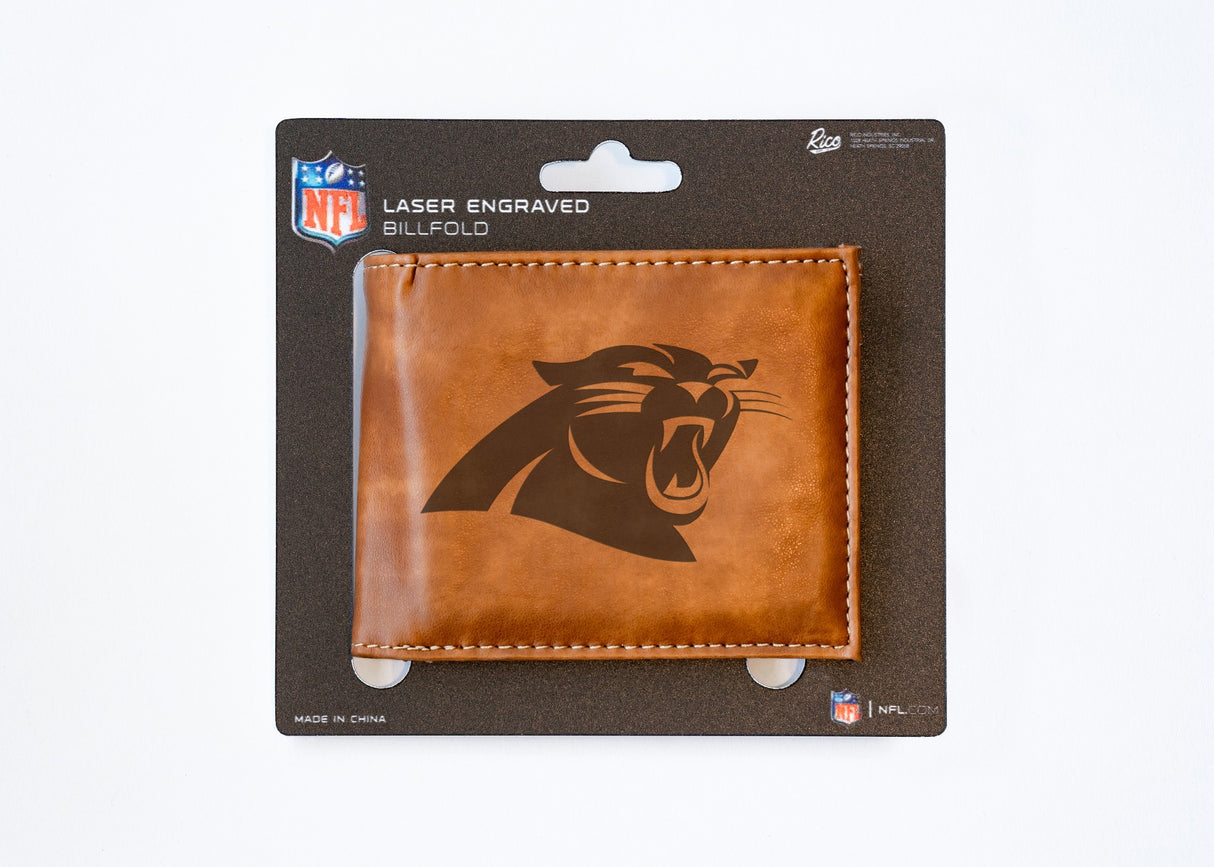 Rico Industries NFL Carolina Panthers Laser Engraved Billfold Wallet-3
