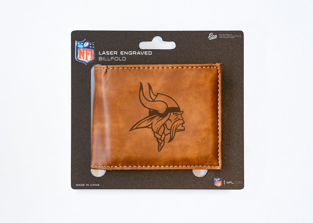 Rico Industries NFL Minnesota Vikings Laser Engraved Billfold Wallet-3