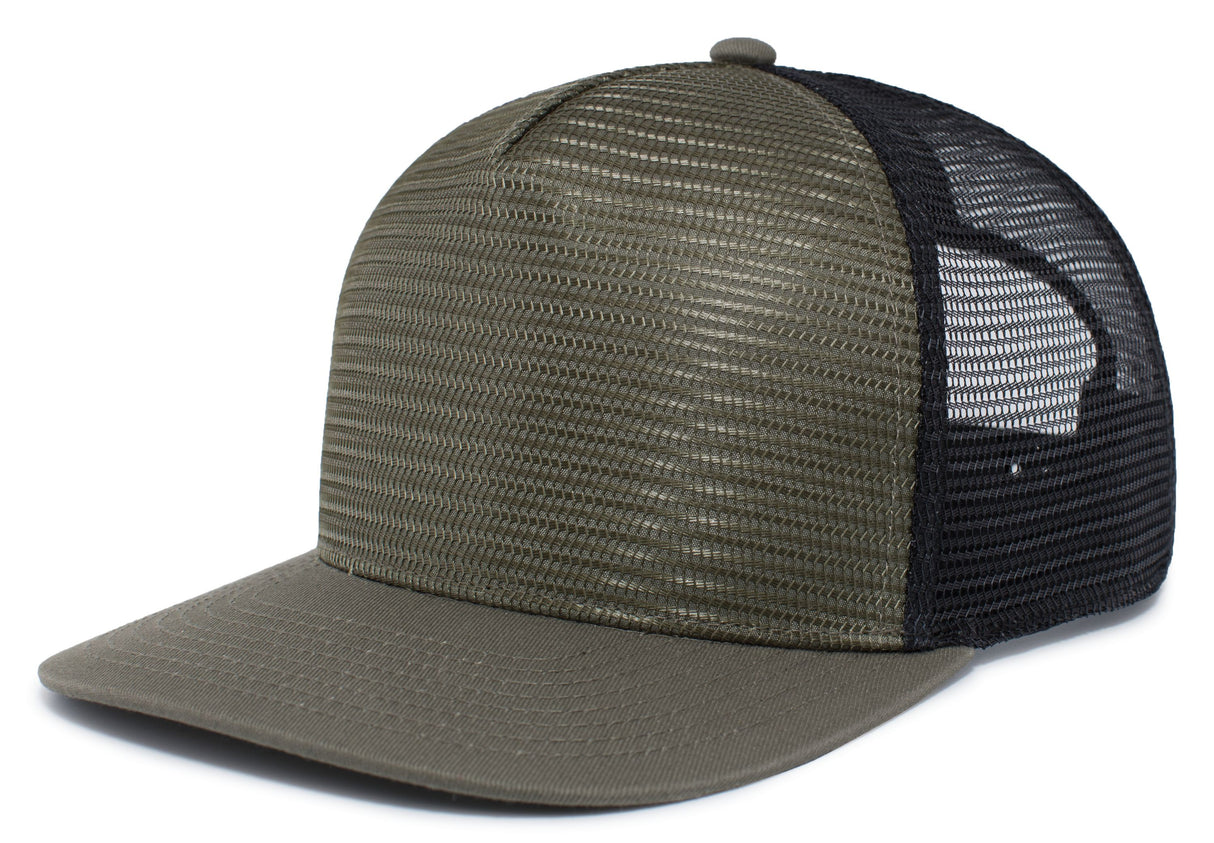 Pacific Headwear 5-Panel Mesh Overlay Trucker Snapback Unisex Accessories Hats & Caps