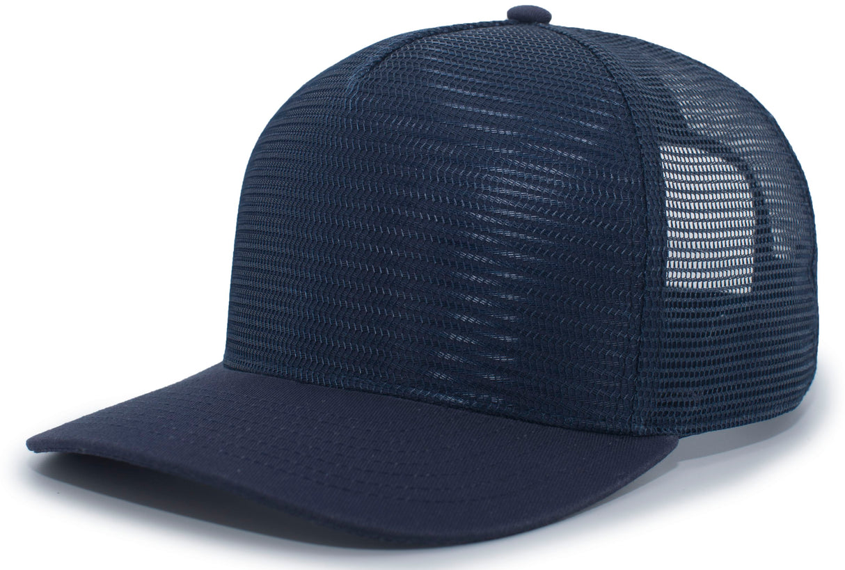 Pacific Headwear 5-Panel Mesh Overlay Trucker Snapback Unisex Accessories Hats & Caps