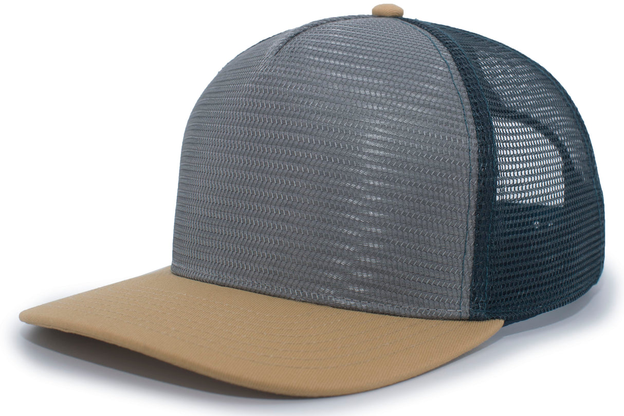 Pacific Headwear 5-Panel Mesh Overlay Trucker Snapback Unisex Accessories Hats & Caps
