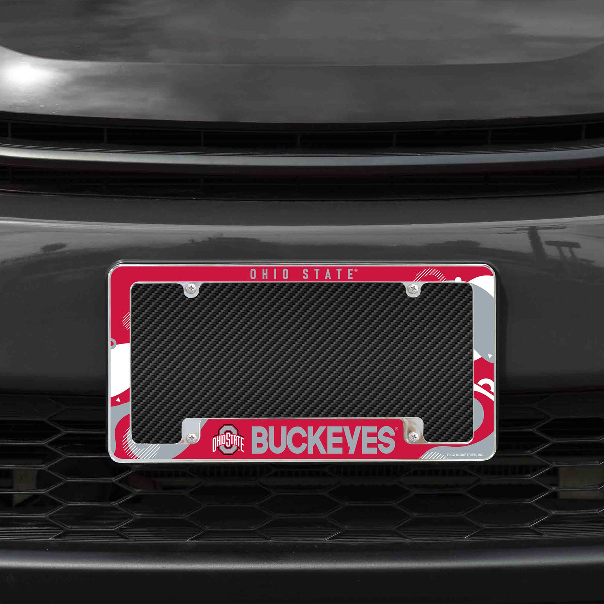 Rico Industries NCAA Ohio State Buckeyes Wave 12" x 6" Chrome License Plate Frame-1