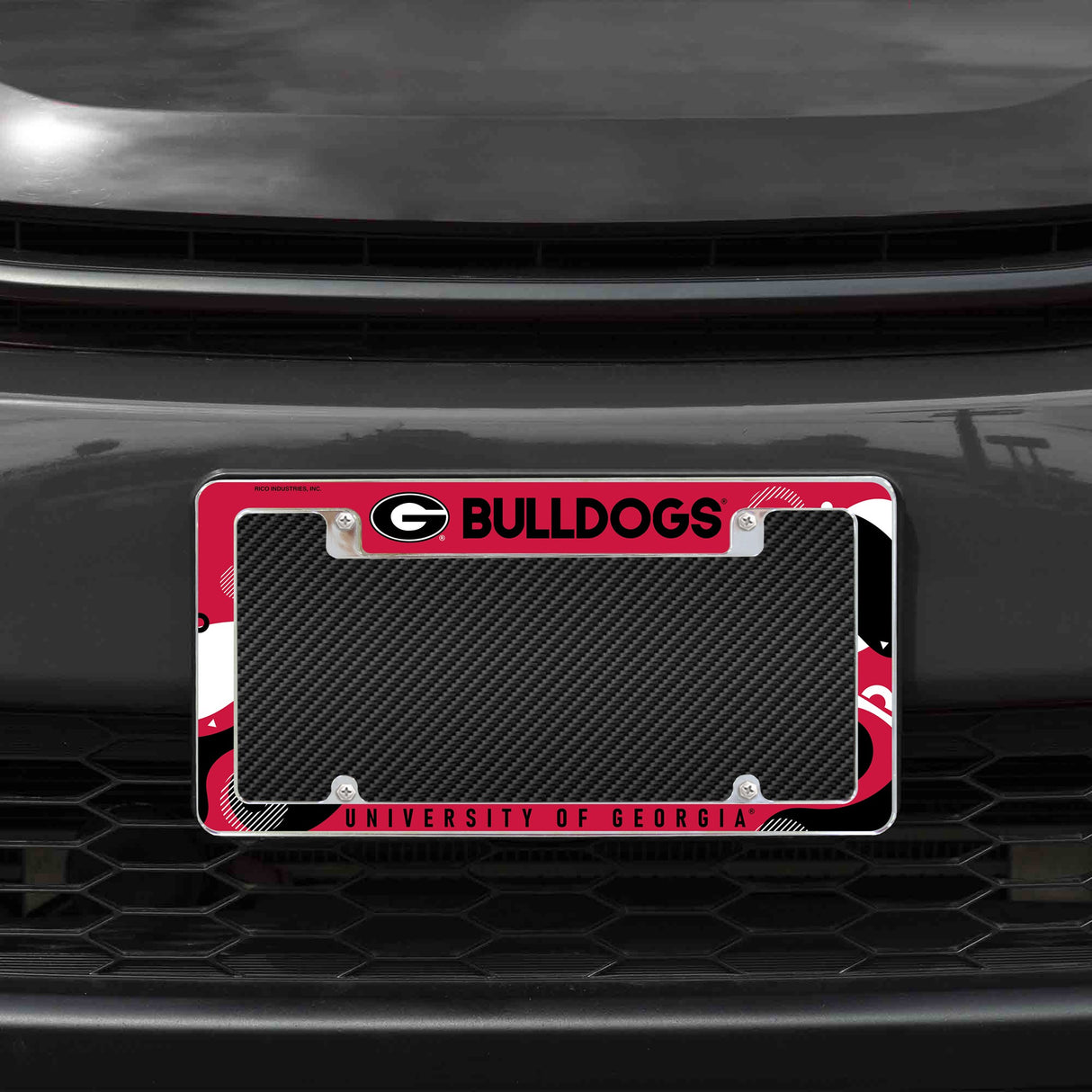 Rico Industries NCAA Georgia Bulldogs Wave 12" x 6" Chrome License Plate Frame-1