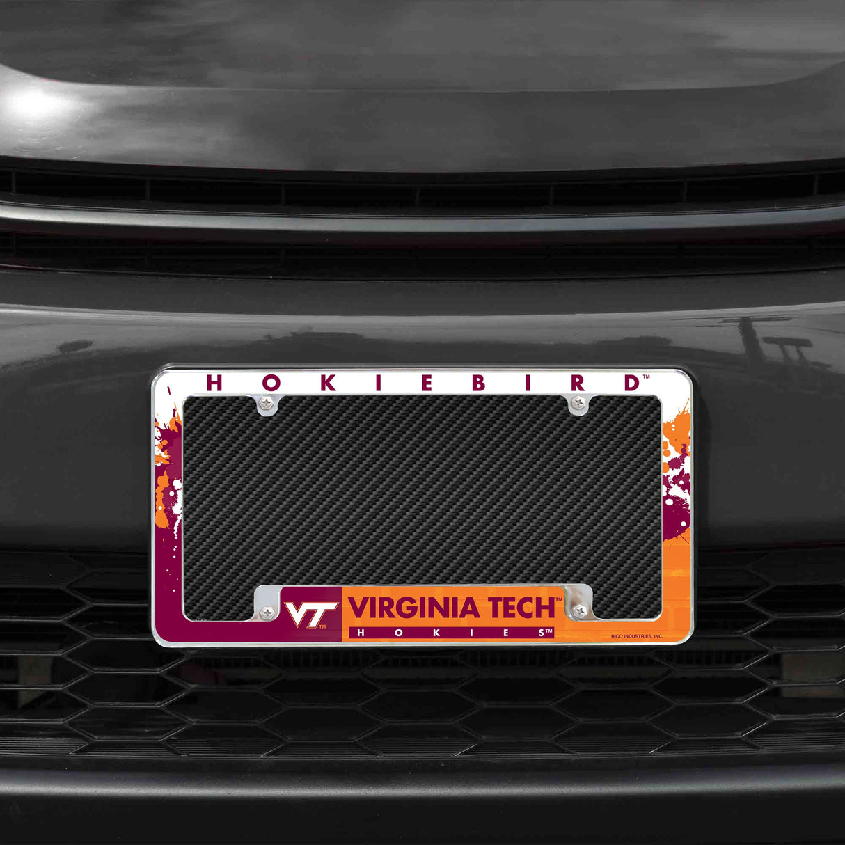 Rico Industries NCAA Virginia Tech Hokies Primary 12" x 6" Chrome License Plate Frame-1