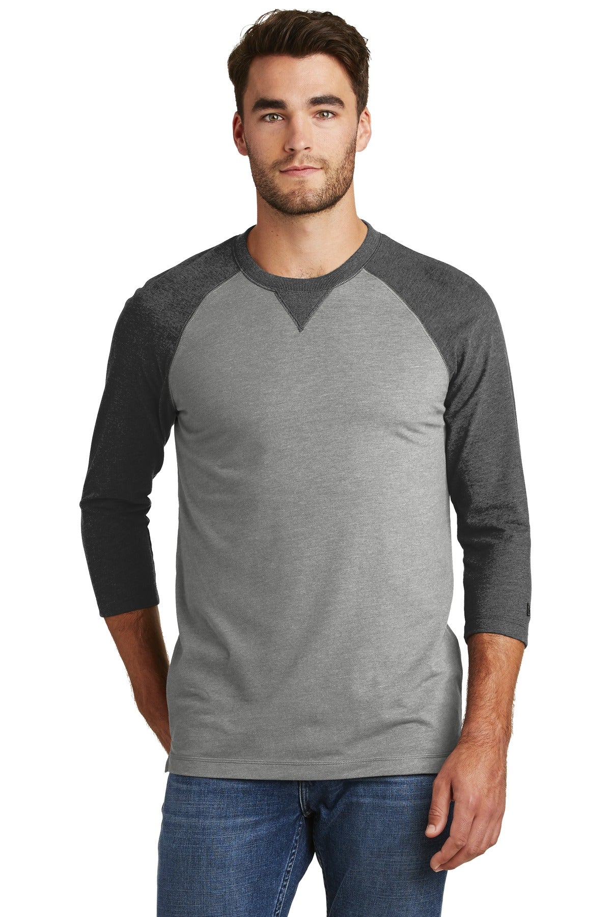 New Era Men's Sueded Cotton Blend 3/4-Sleeve Baseball Raglan Tee. NEA121 Corporate Apparel Shirts & Tops
