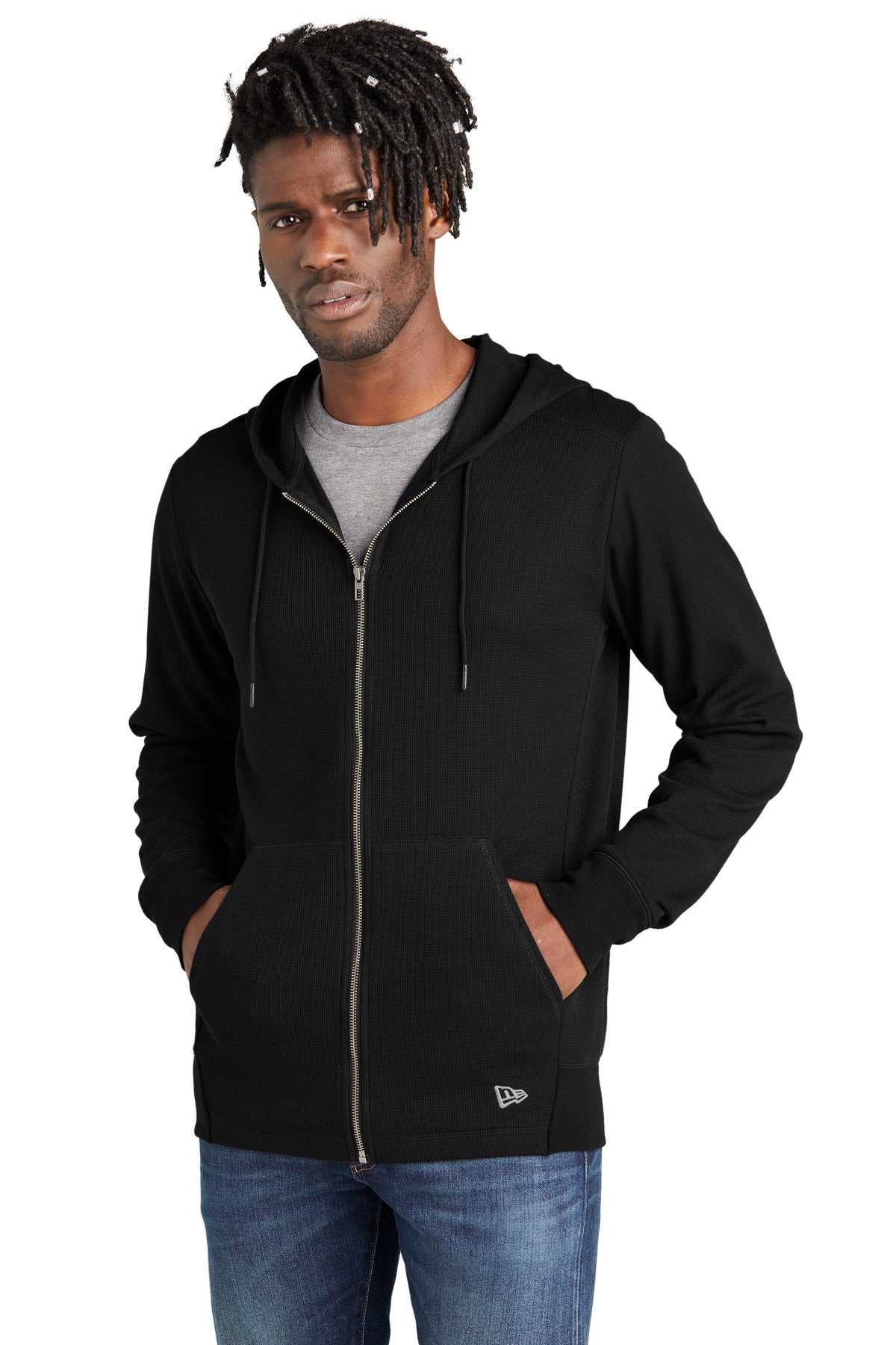 New Era Men's Thermal Full-Zip Hoodie. NEA141 Corporate Apparel Sweatshirts & Fleece