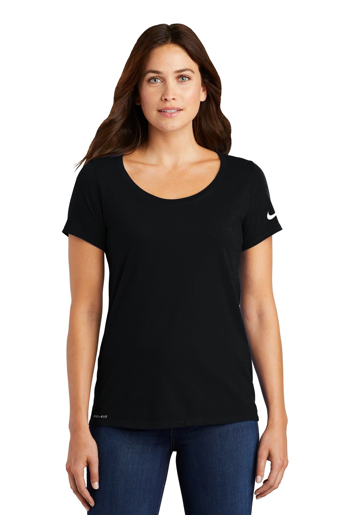 Nike Women's Dri-FIT Cotton/Poly Scoop Neck Tee Shirt. NKBQ5234 Corporate Apparel Shirts & Tops