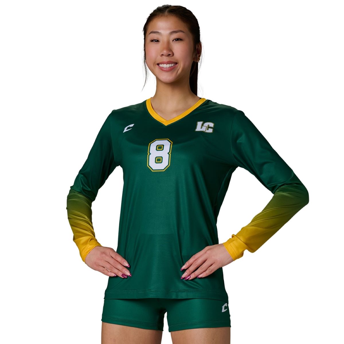 Custom V-Neck Long Sleeve Fitted T-Shirt Womens, Girls Team Volleyball Jerseys