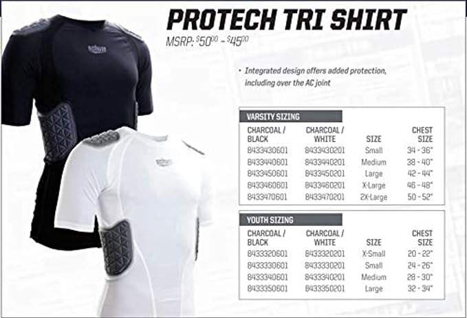 Schutt Adult Integrated Padded Football Compression Shirt Football Padded Shirts Adult