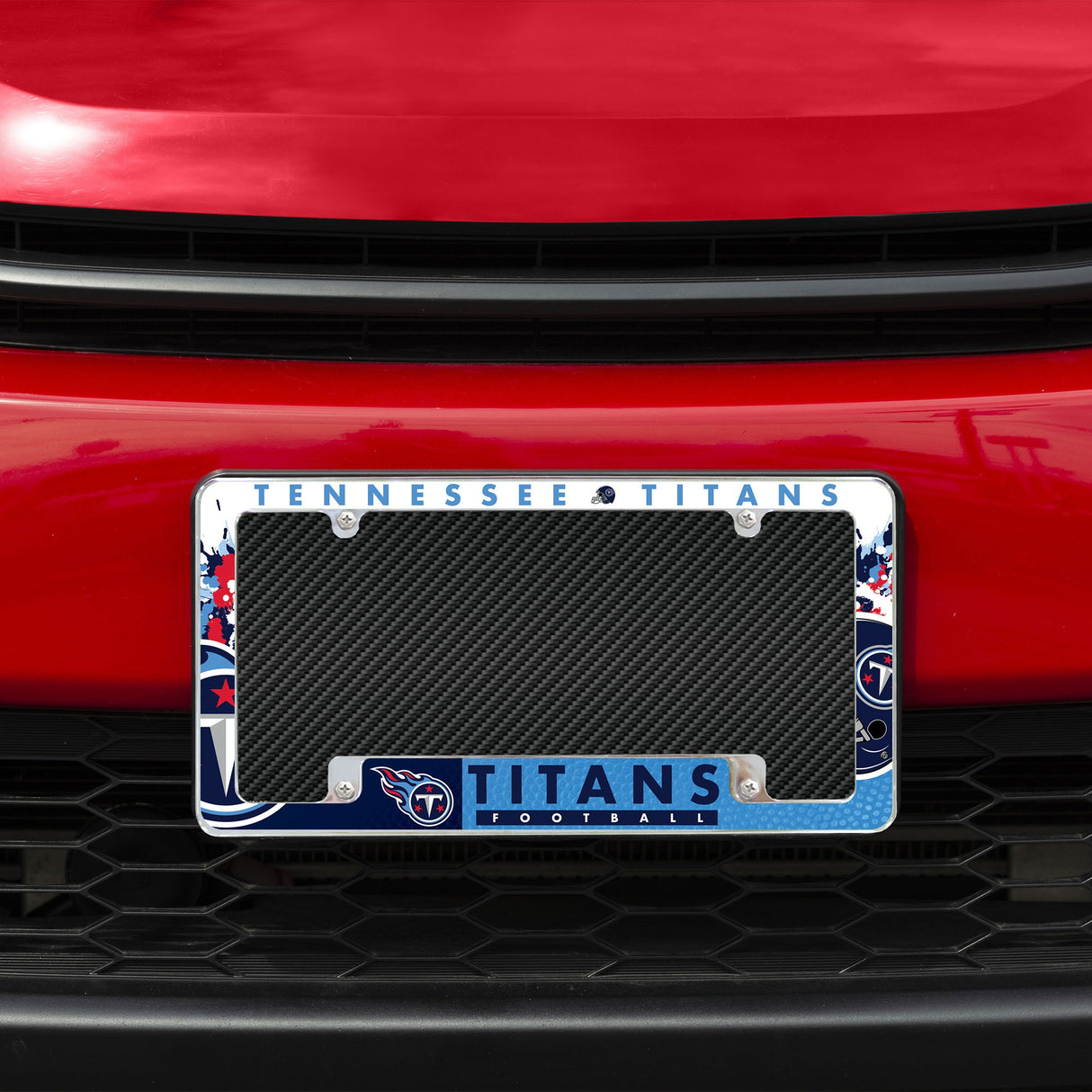 Rico Industries NFL Tennessee Titans Primary 12" x 6" Chrome License Plate Frame-1