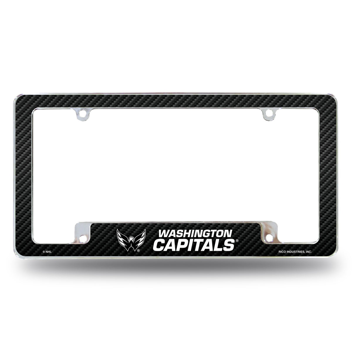Rico Industries NHL Hockey Washington Capitals Black 12" x 6" Chrome License Plate Frame