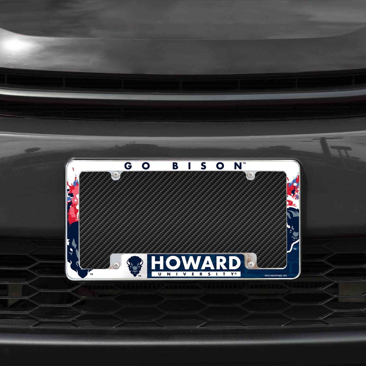Rico Industries NCAA Howard Bison Primary 12" x 6" Chrome License Plate Frame-1