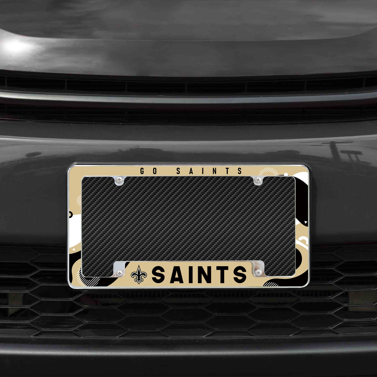 Rico Industries NFL New Orleans Saints Wave 12" x 6" Chrome License Plate Frame-1