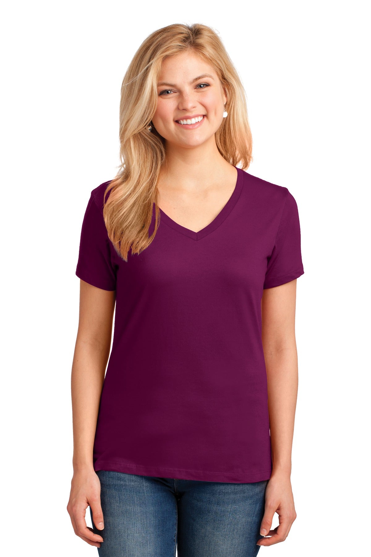 Port & Company - Women's Core Cotton V-Neck Tee Womens Apparel Shirts & Tops