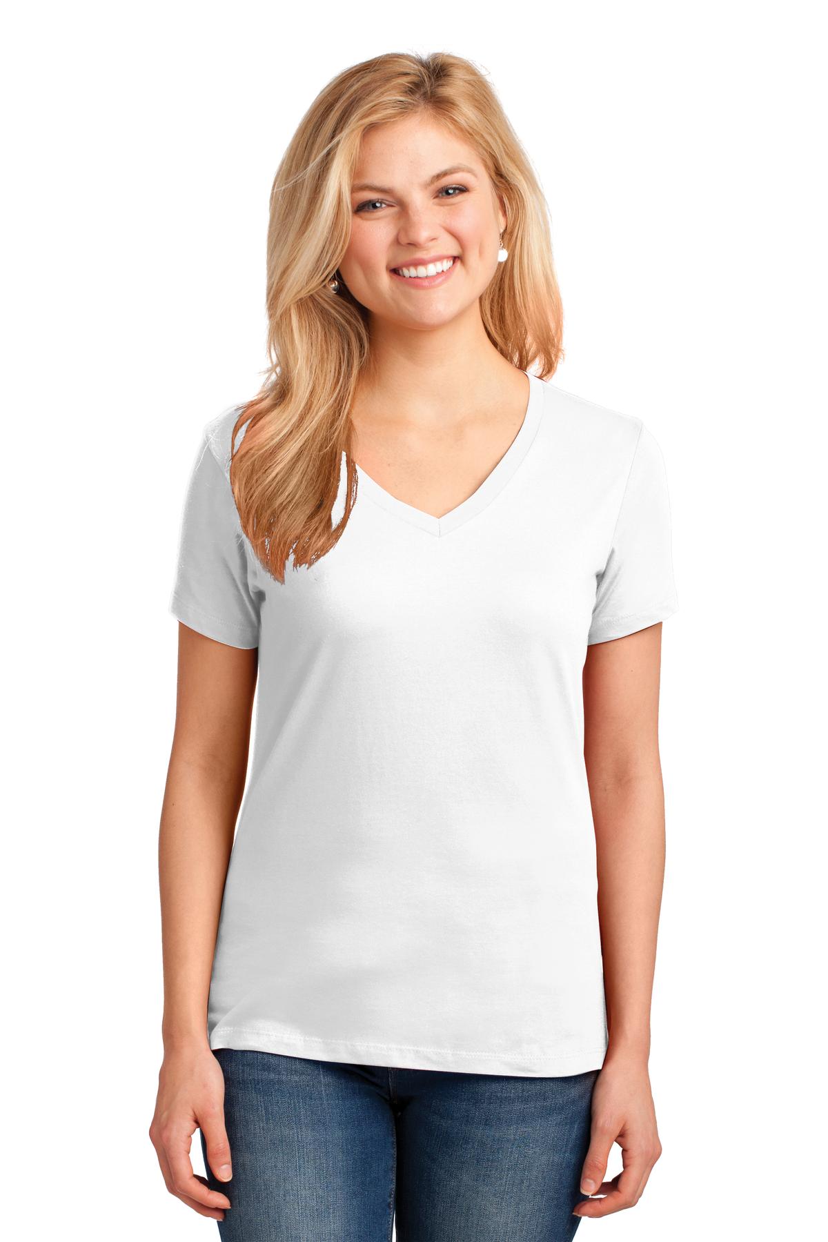 Port & Company Women's Core Cotton V-Neck Tee. LPC54V 2 of 3 Womens Apparel Shirts & Tops