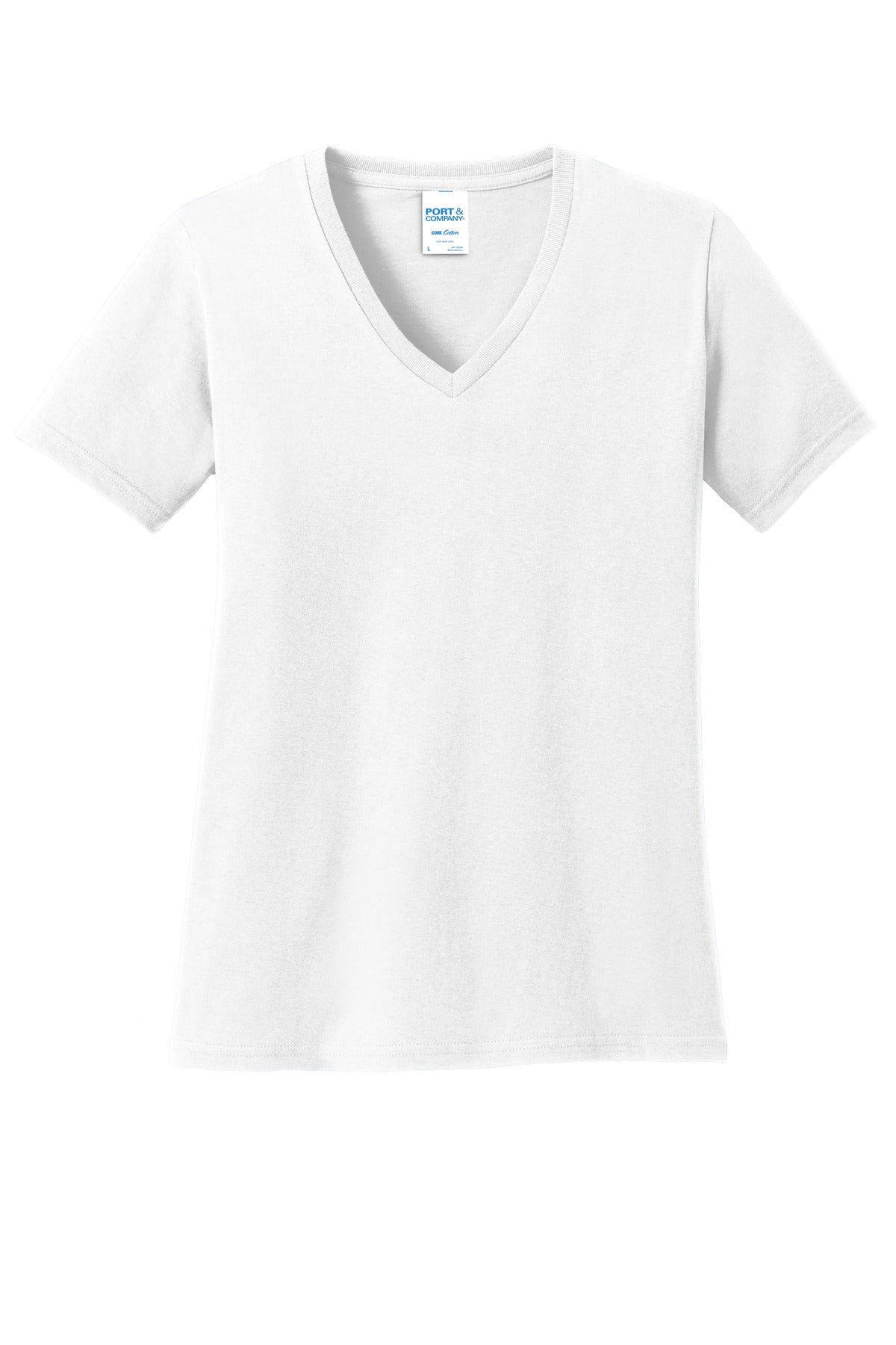 Port & Company Women's Core Cotton V-Neck Tee. LPC54V 2 of 3 Womens Apparel Shirts & Tops
