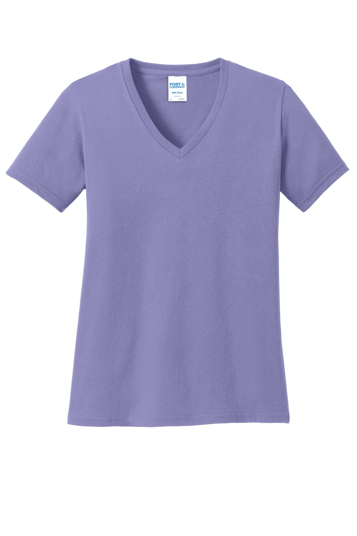 Port & Company Women's Core Cotton V-Neck Tee. LPC54V 2 of 3 Womens Apparel Shirts & Tops