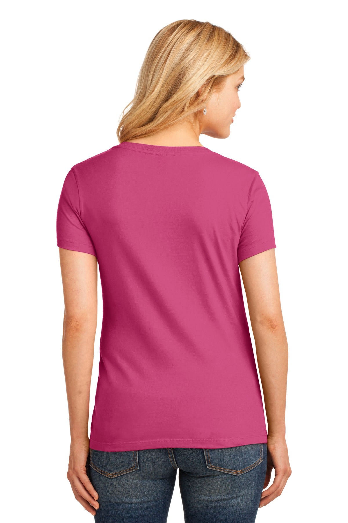 Port & Company Women's Core Cotton V-Neck Tee. LPC54V 2 of 3 Womens Apparel Shirts & Tops