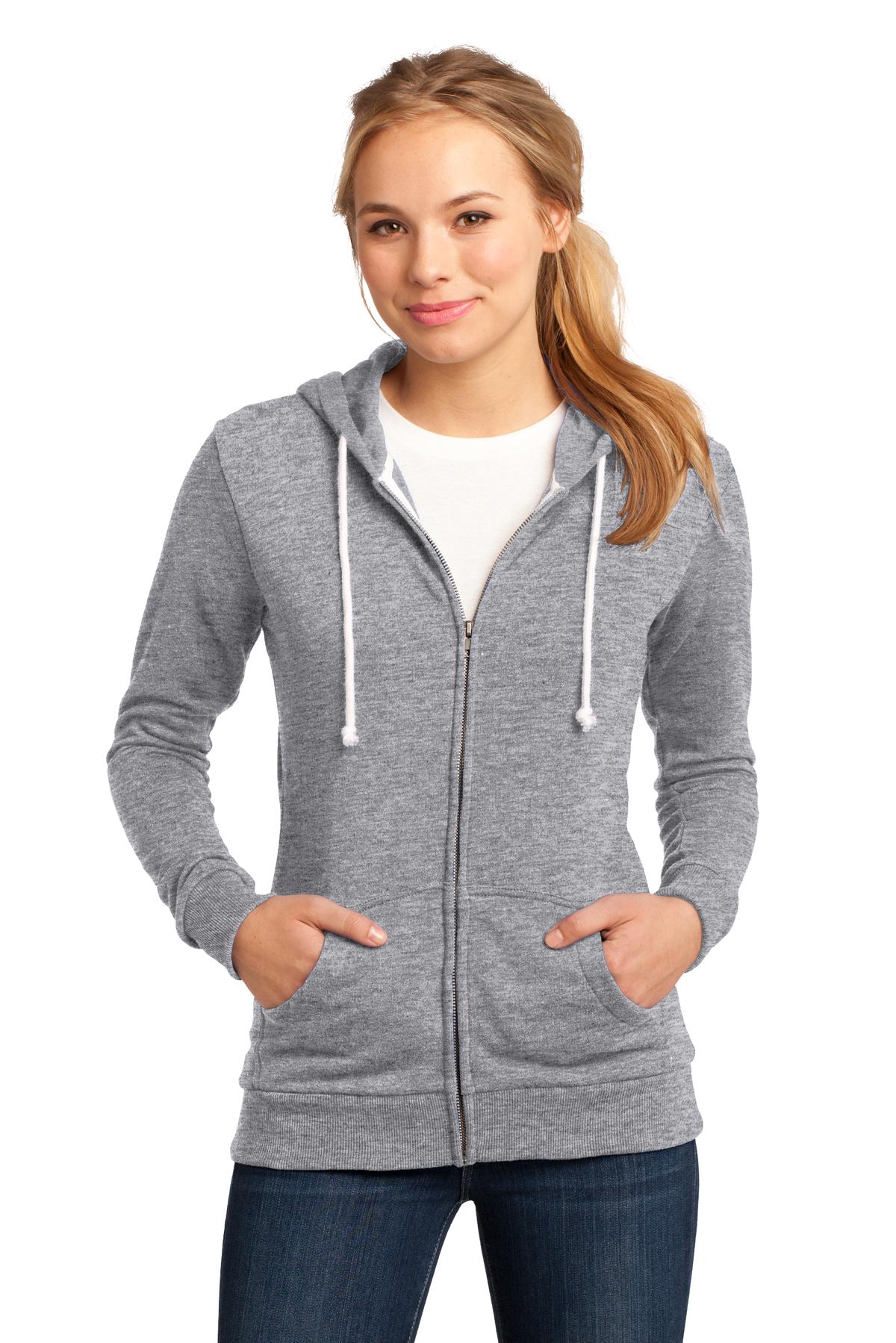 District Juniors Core Fleece Full-Zip Hoodie. DT290 Womens Apparel Sweatshirts & Fleece