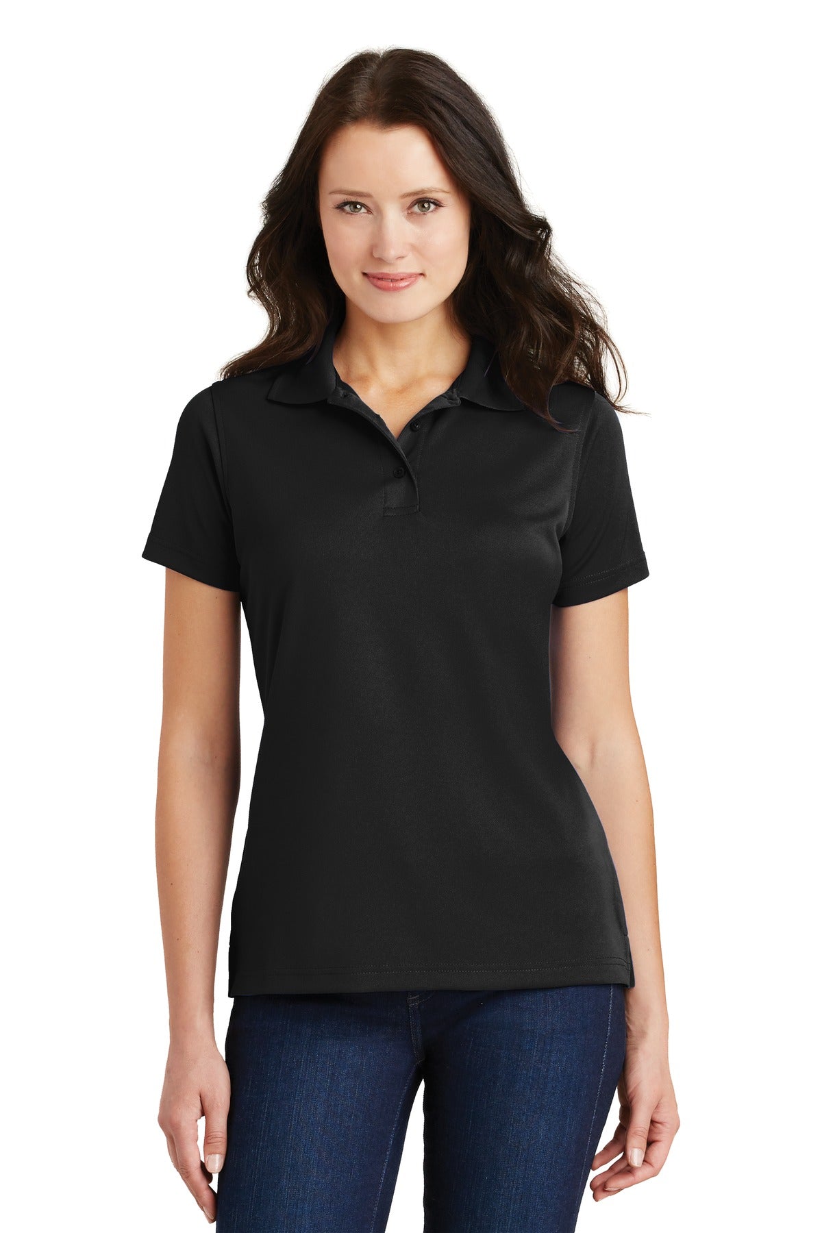 Port Authority Ladies Poly-Charcoal Blend Pique Polo. L497 Womens Apparel Shirts & Tops