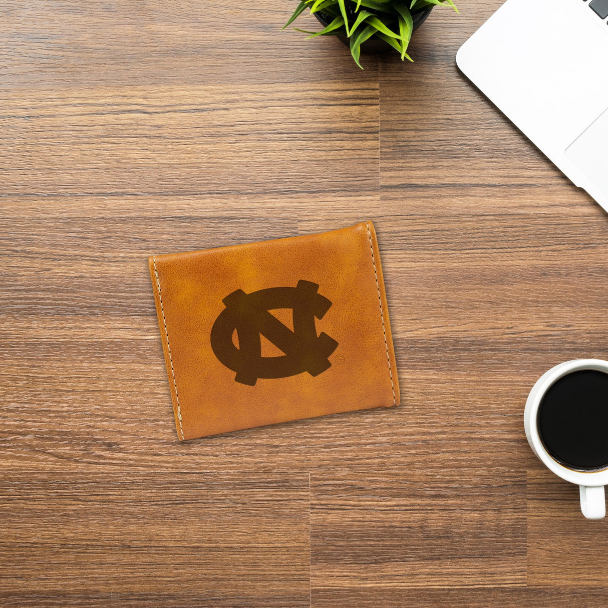 Rico Industries NCAA North Carolina Tar Heels Laser Engraved Faux Leather Trifold Wallet-2