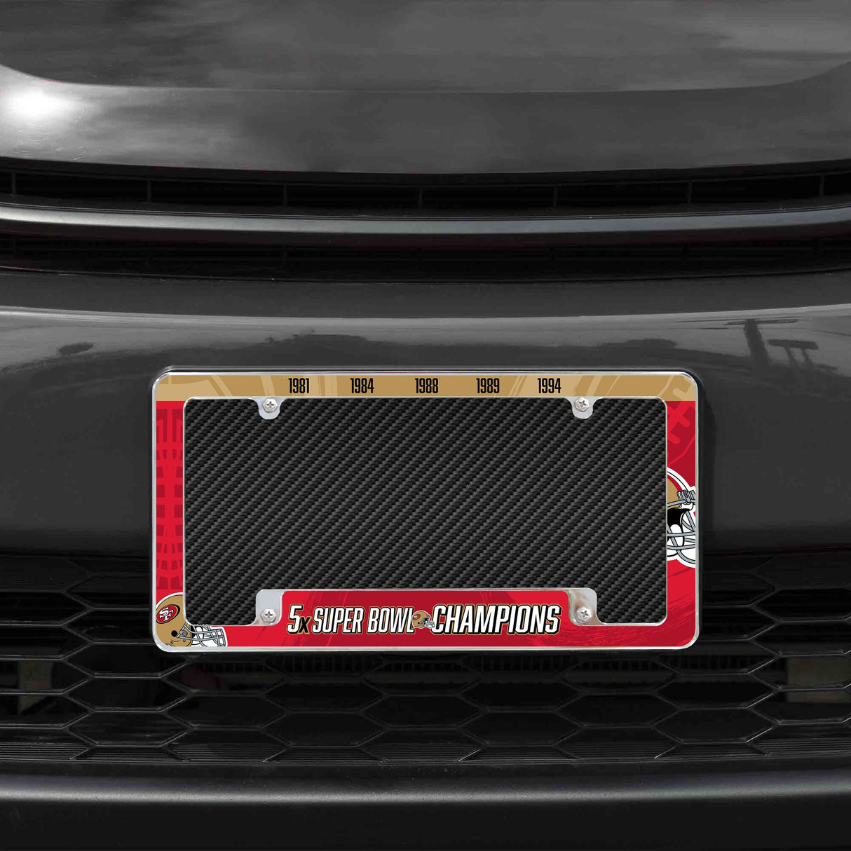 Rico Industries NFL San Francisco 49ers Multi Champ 12" x 6" Chrome License Plate Frame-1