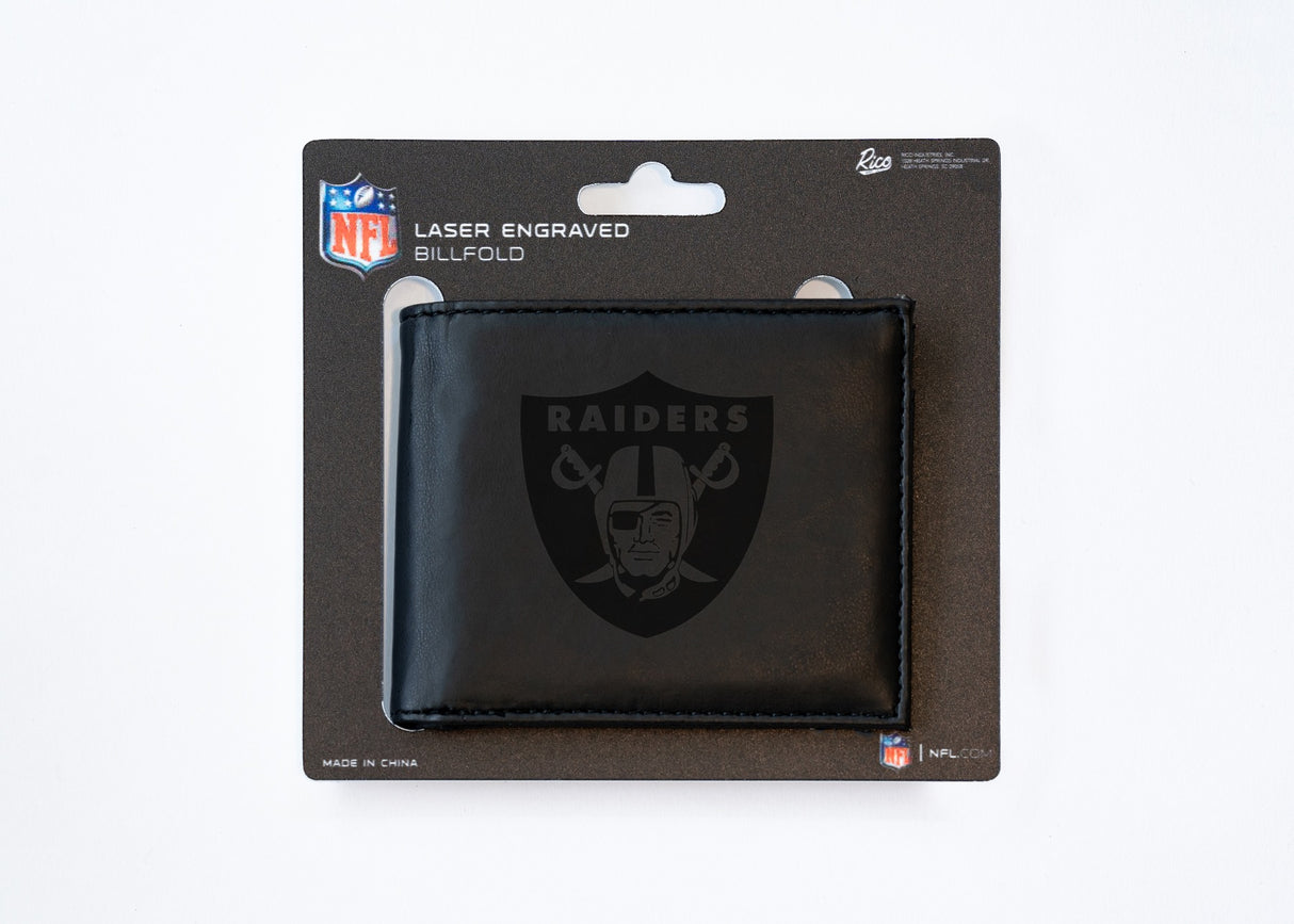 Rico Industries NFL Las Vegas Raiders Laser Engraved Billfold Wallet-3