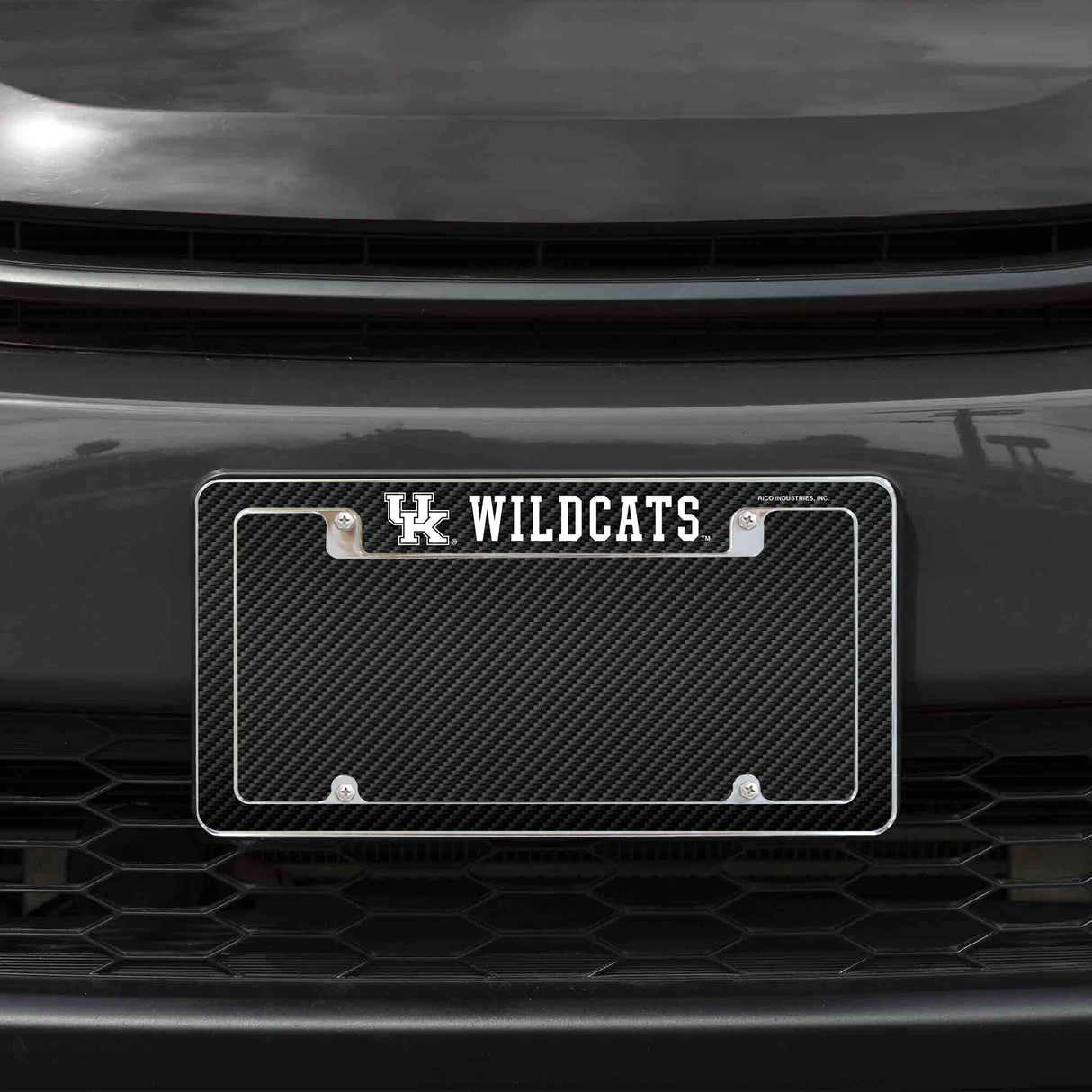 Rico Industries NCAA Kentucky Wildcats Black 12" x 6" Chrome License Plate Frame-1