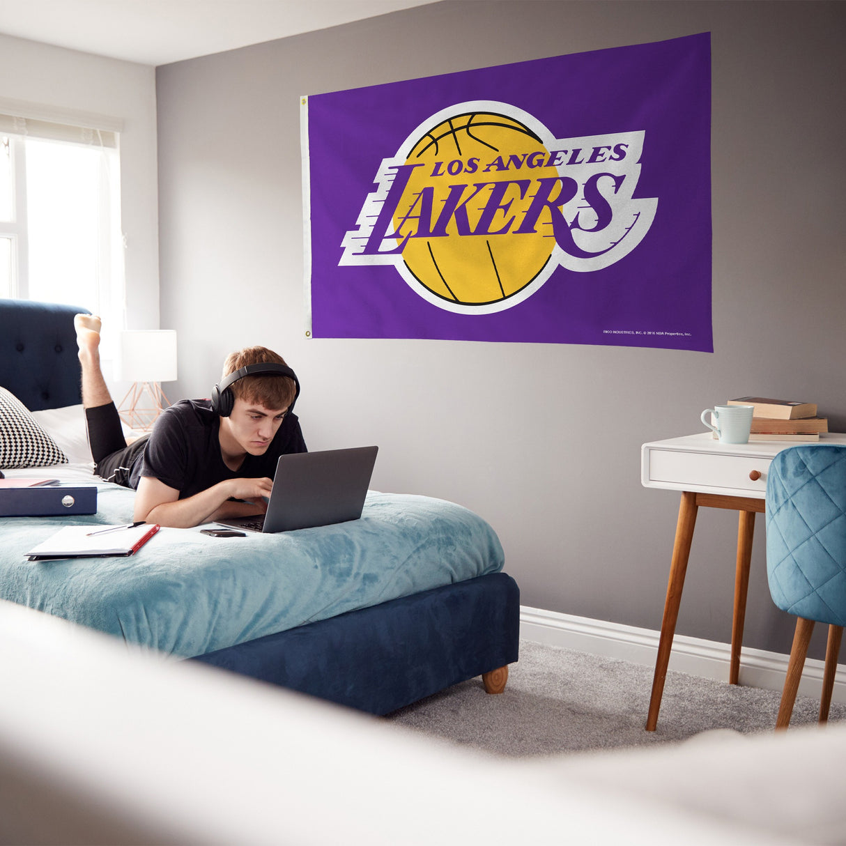 Rico Industries NBA Los Angeles Lakers Purple 3' x 5' Banner Flag-3
