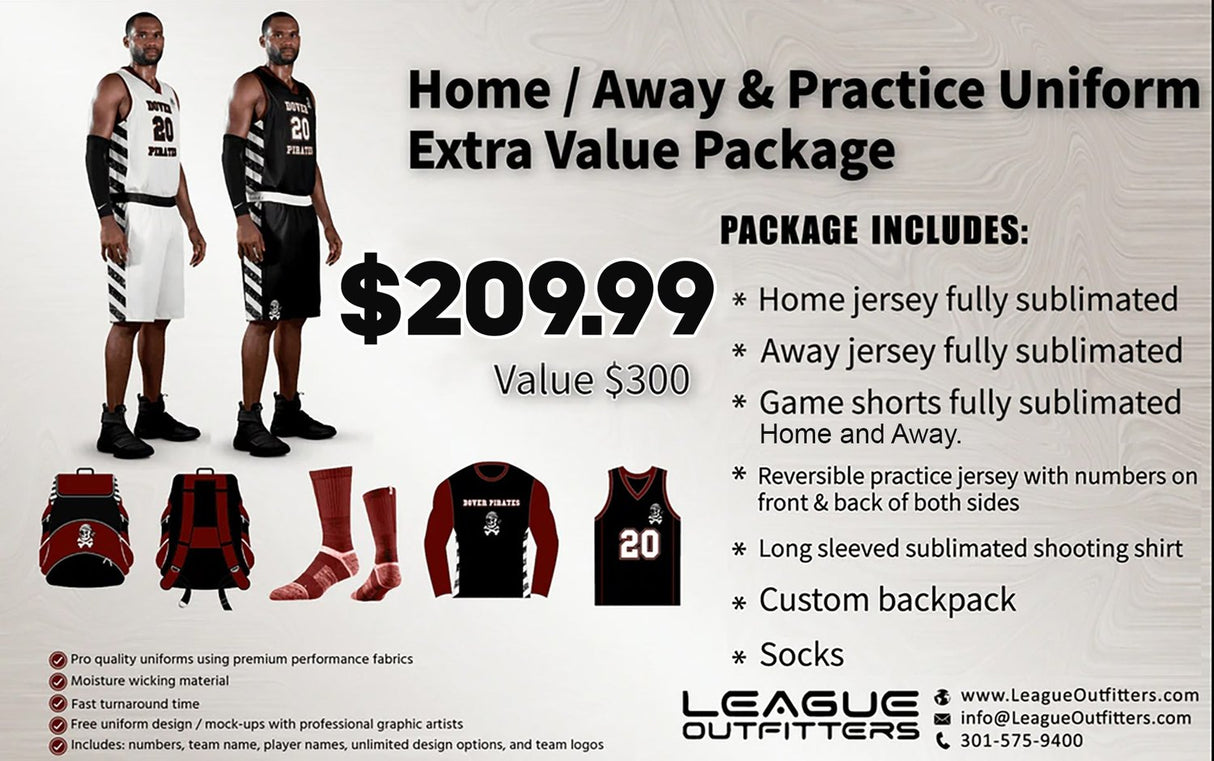 Eurostep Home & Away Extra Value Basketball Elite Uniform Package Team Basketball Uniform Package