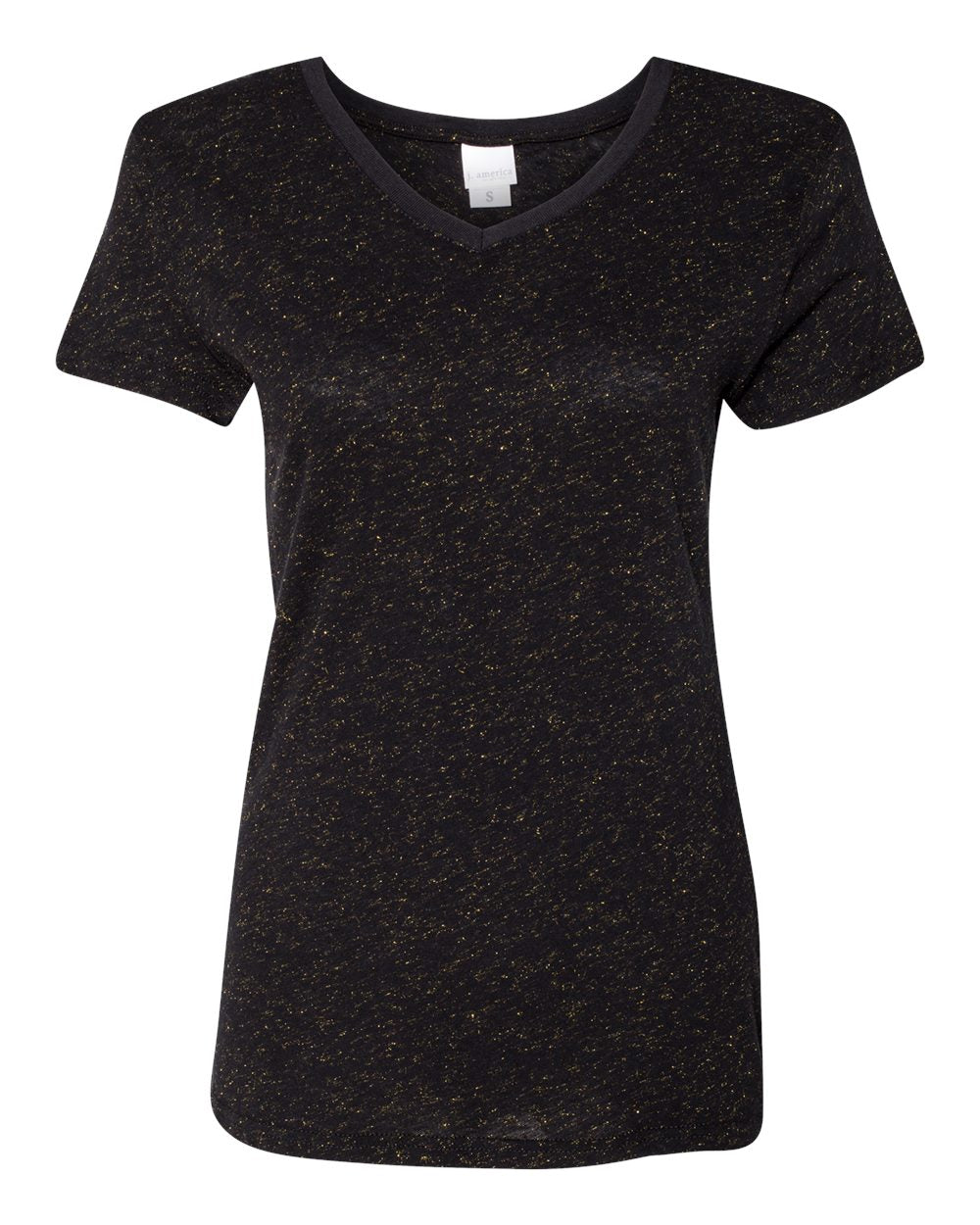 J. America Women's Glitter V-Neck Tee 8136