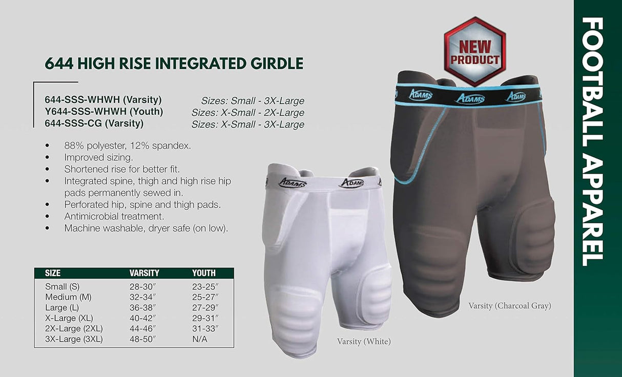 Adams Youth 5-Pad Integrated Girdle Football Girdles Youth