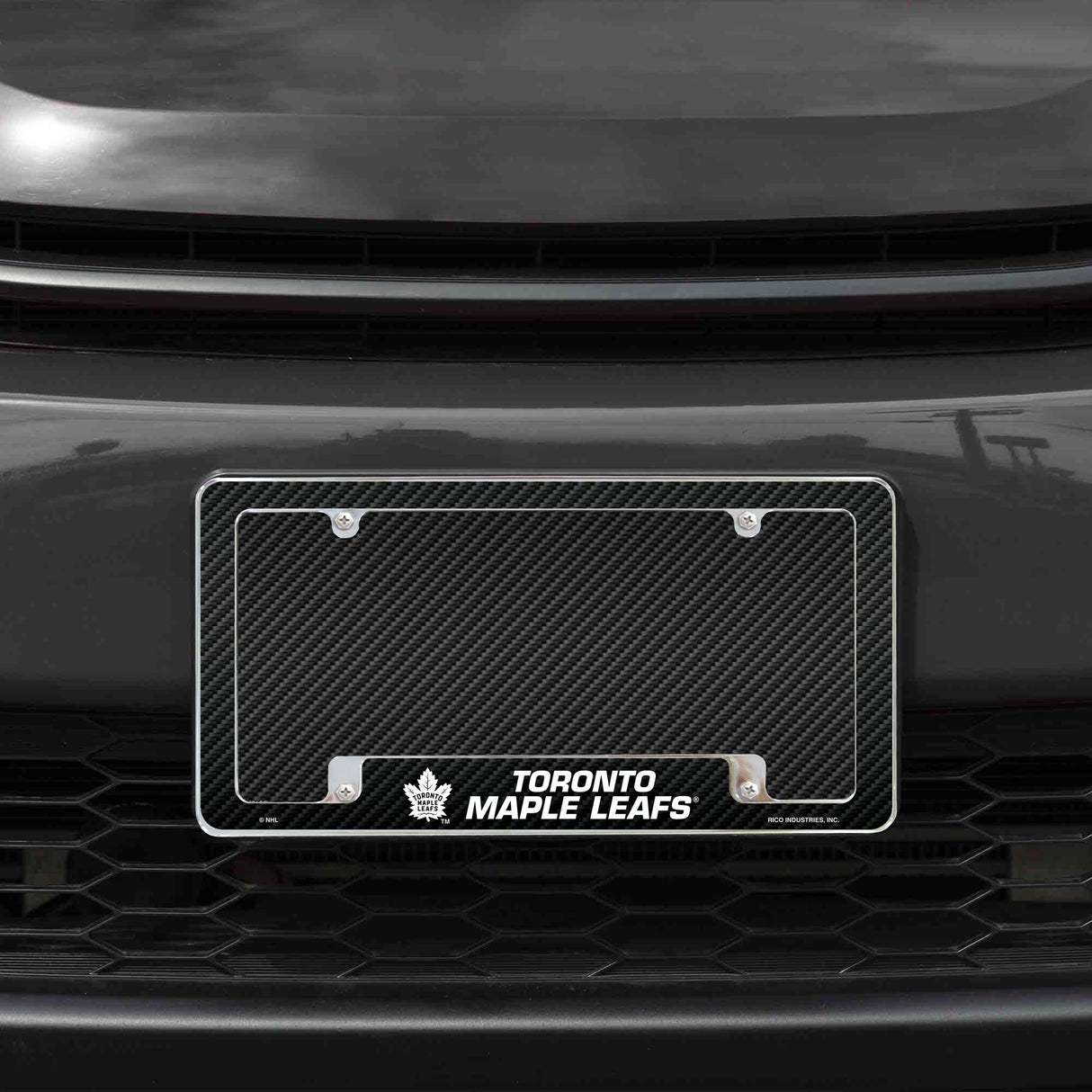 Rico Industries NHL Toronto Maple Leafs Black 12" x 6" Chrome License Plate Frame-1