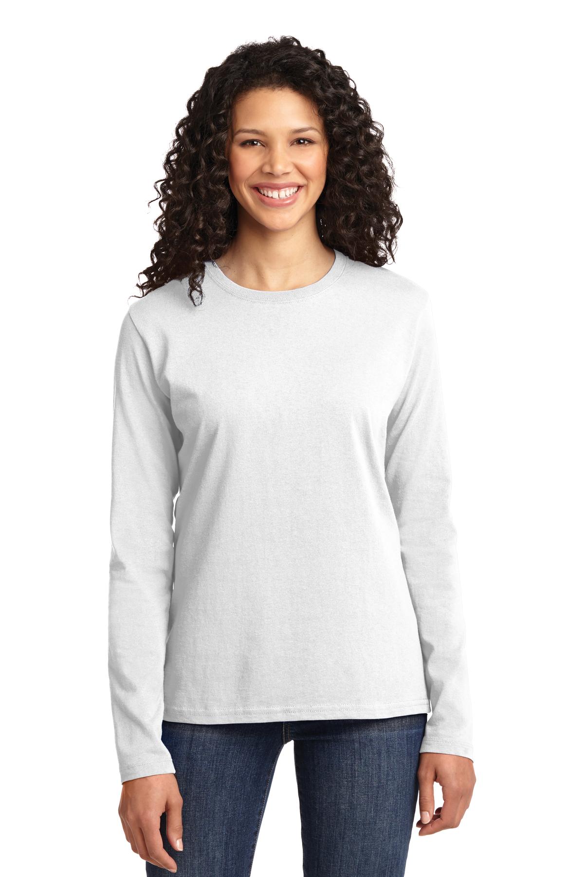 Port & Company Womens Long Sleeve Core Cotton Tee. LPC54LS Womens Apparel Shirts & Tops