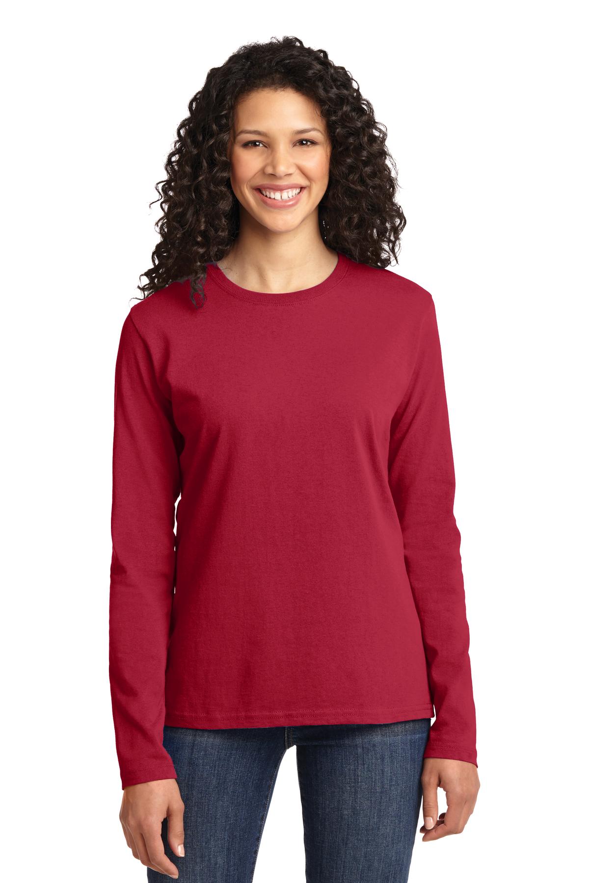 Port & Company Womens Long Sleeve Core Cotton Tee. LPC54LS Womens Apparel Shirts & Tops