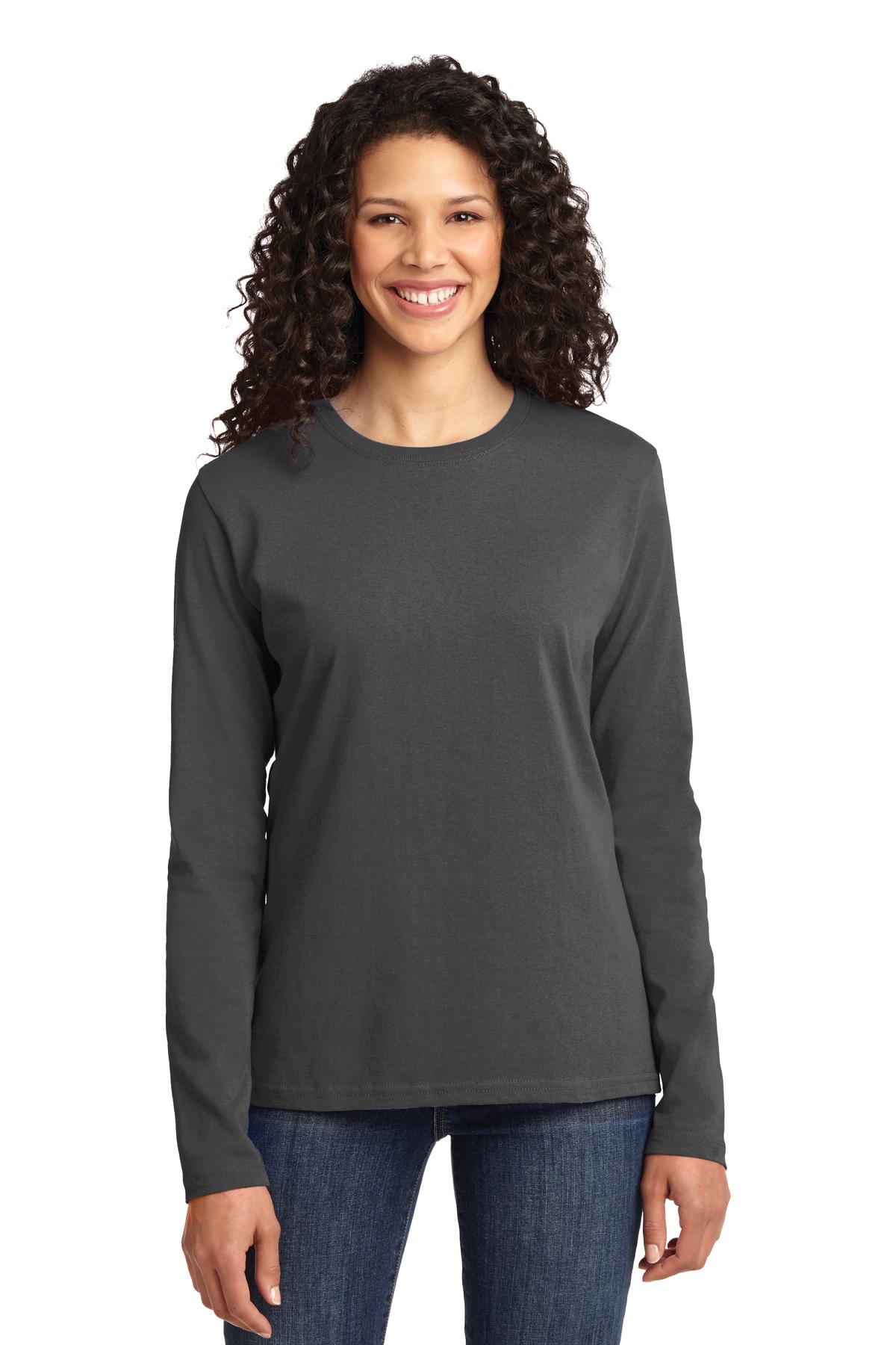 Port & Company Womens Long Sleeve Core Cotton Tee. LPC54LS Womens Apparel Shirts & Tops