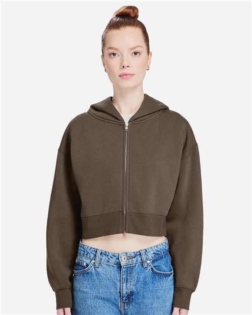 Lane Seven Women's Relaxed Cropped Full-Zip Hoodie Sweatshirt-3