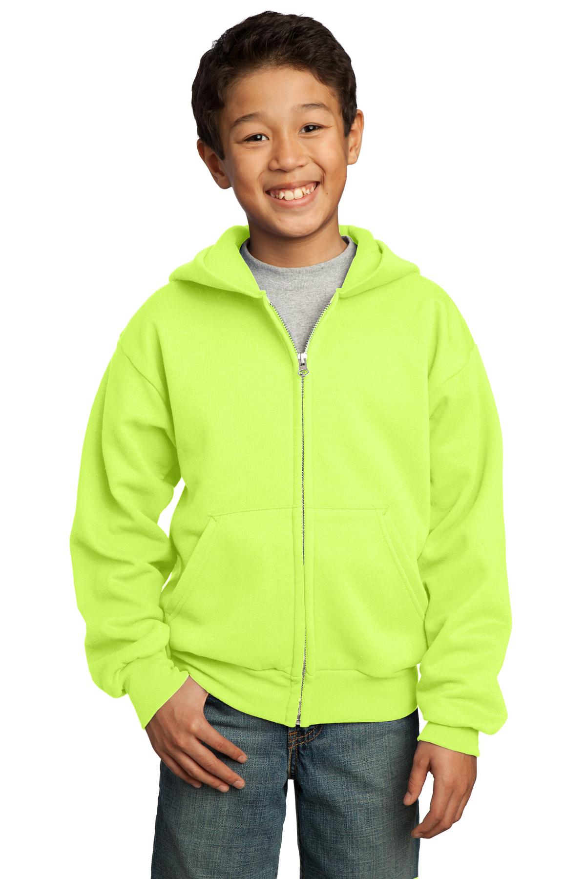 Port & Company Youth Core Fleece Full-Zip Hooded Sweatshirt Youth Apparel Hoodies & Sweatshirts