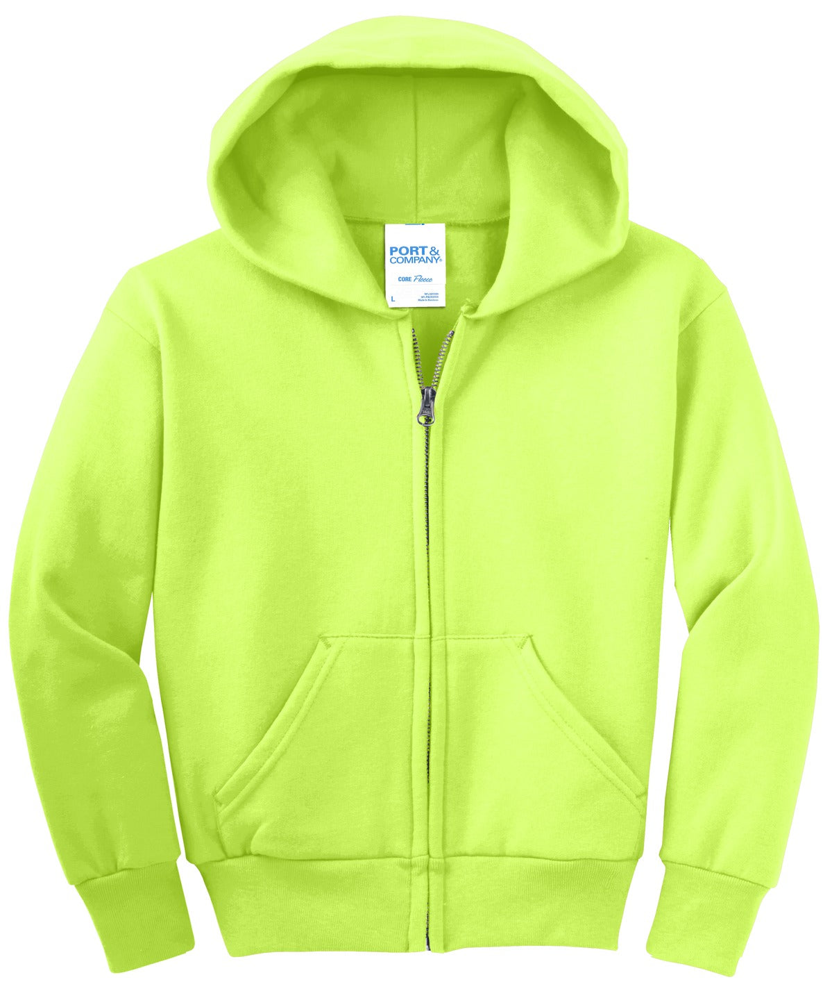 Port & Company Youth Core Fleece Full-Zip Hooded Sweatshirt Youth Apparel Hoodies & Sweatshirts