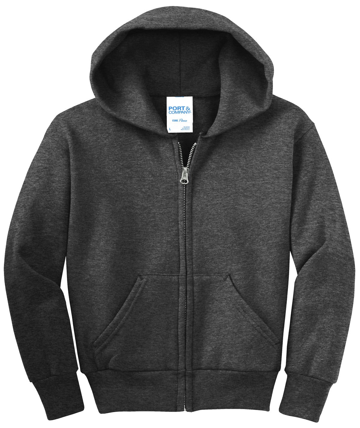 Port & Company Youth Core Fleece Full-Zip Hooded Sweatshirt Youth Apparel Hoodies & Sweatshirts