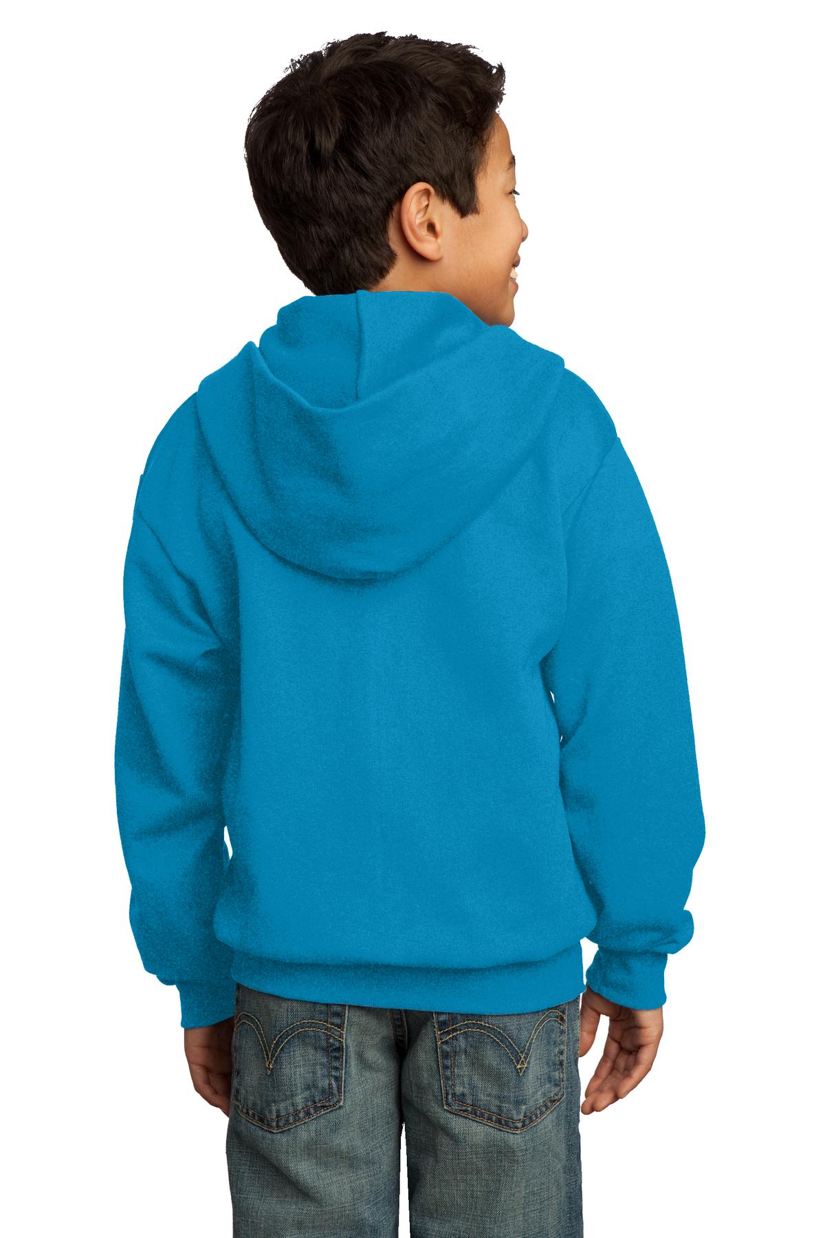 Port & Company Youth Core Fleece Full-Zip Hooded Sweatshirt Youth Apparel Hoodies & Sweatshirts