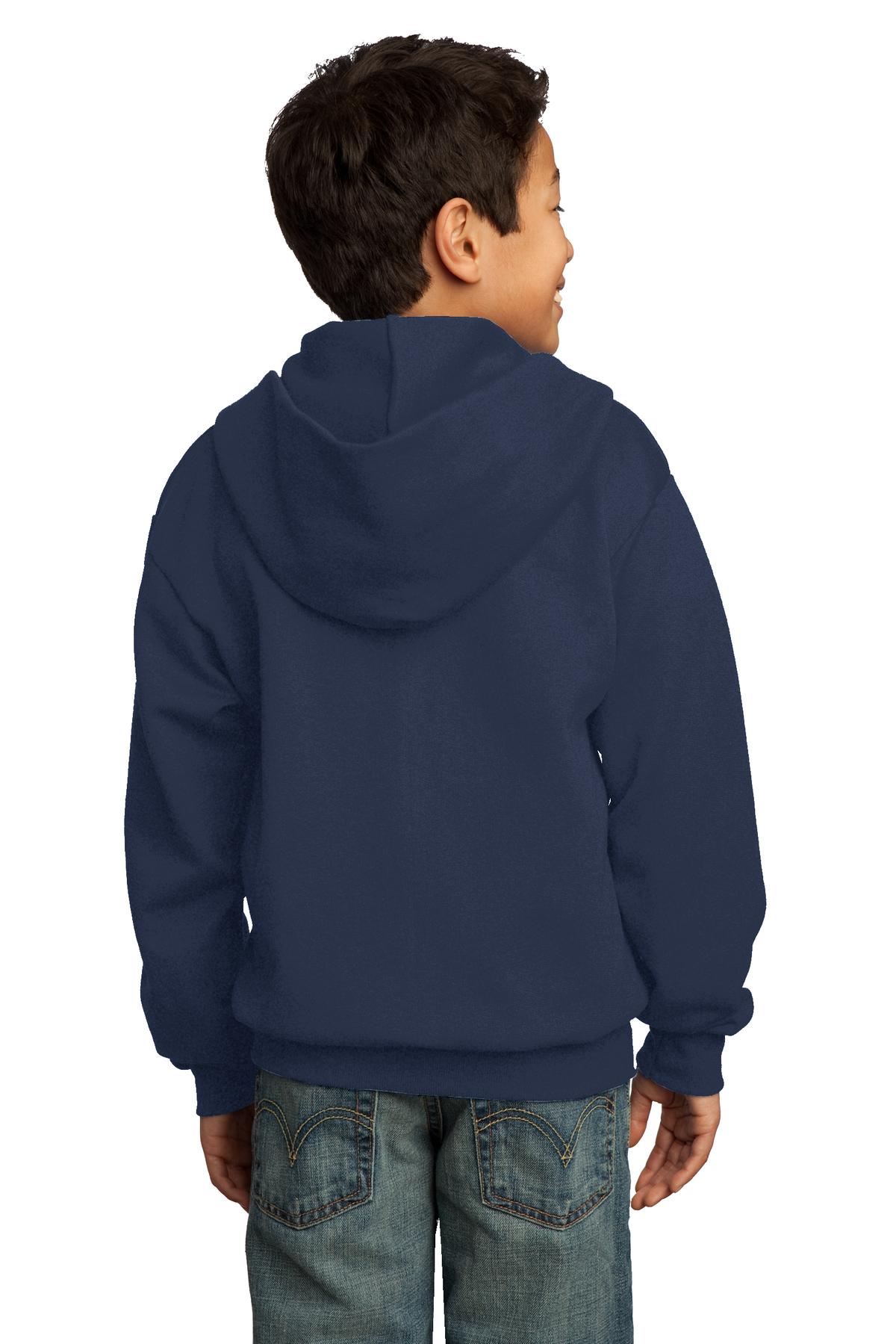 Port & Company Youth Core Fleece Full-Zip Hooded Sweatshirt Youth Apparel Hoodies & Sweatshirts