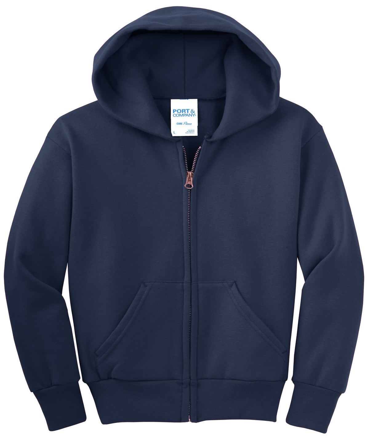 Port & Company Youth Core Fleece Full-Zip Hooded Sweatshirt Youth Apparel Hoodies & Sweatshirts