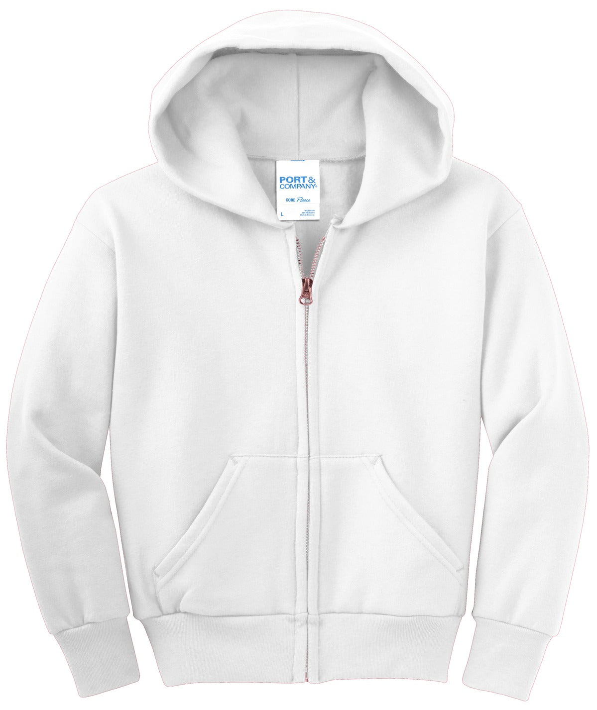 Port & Company Youth Core Fleece Full-Zip Hooded Sweatshirt Youth Apparel Hoodies & Sweatshirts