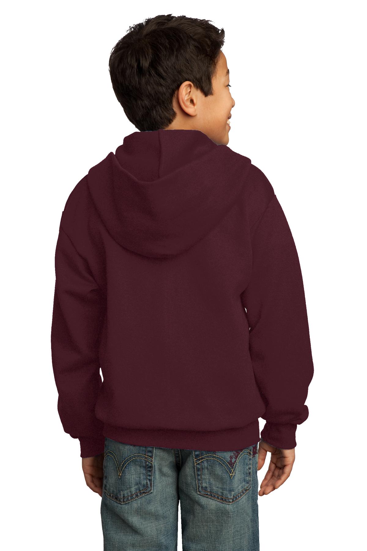 Port & Company Youth Core Fleece Full-Zip Hooded Sweatshirt Youth Apparel Hoodies & Sweatshirts