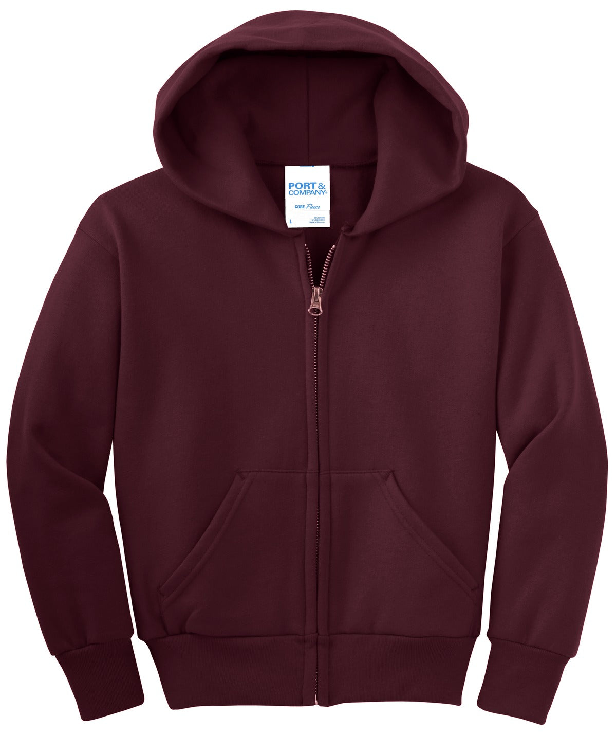 Port & Company Youth Core Fleece Full-Zip Hooded Sweatshirt Youth Apparel Hoodies & Sweatshirts