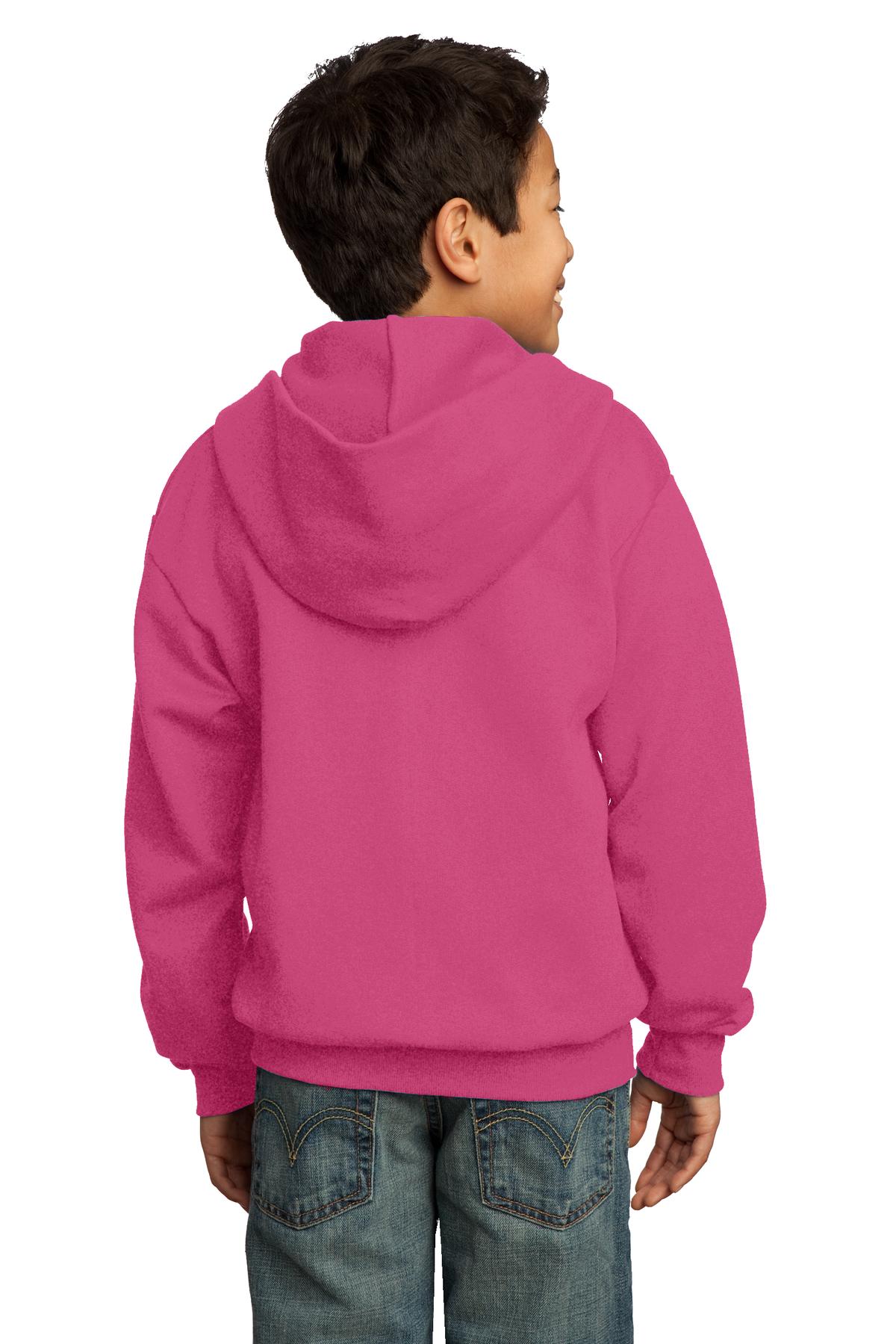 Port & Company Youth Core Fleece Full-Zip Hooded Sweatshirt Youth Apparel Hoodies & Sweatshirts