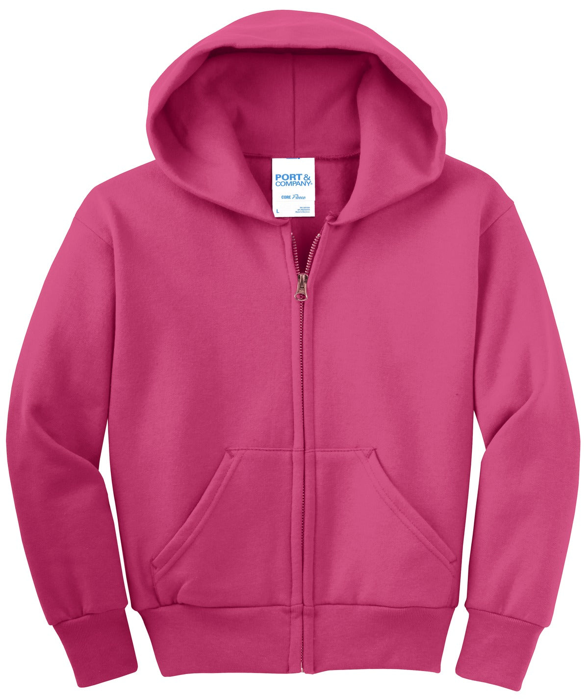 Port & Company Youth Core Fleece Full-Zip Hooded Sweatshirt Youth Apparel Hoodies & Sweatshirts