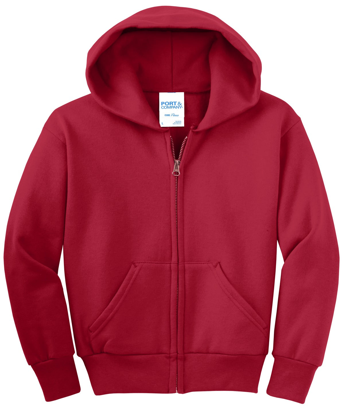Port & Company Youth Core Fleece Full-Zip Hooded Sweatshirt Youth Apparel Hoodies & Sweatshirts